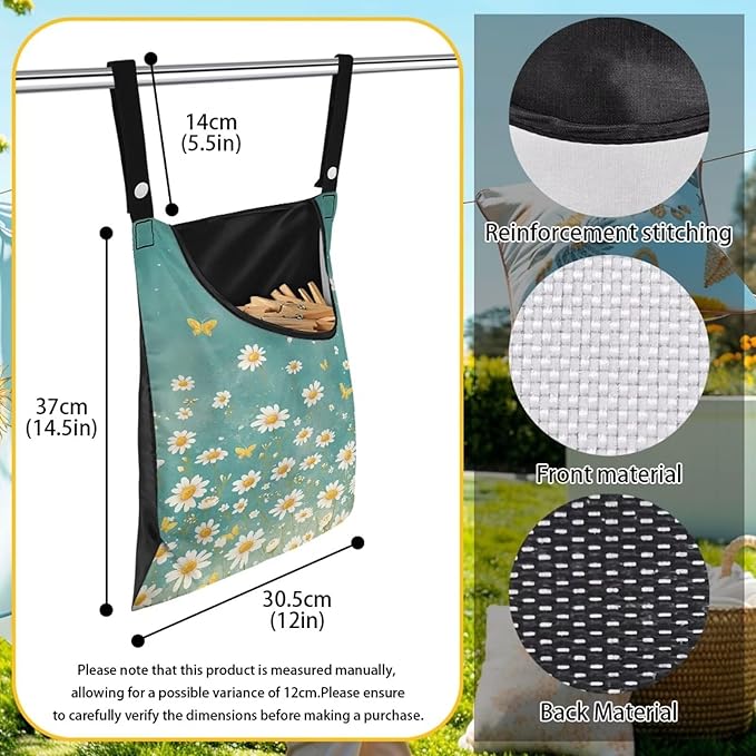 Clothespin Bag for Clothes Pin Holder for Outside and Clothes Line Pins
