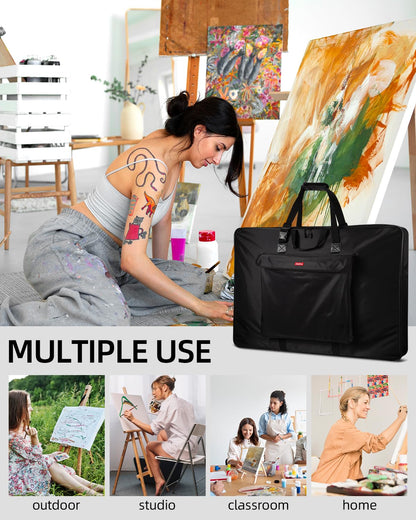 Nicpro Art Portfolio Bag 24 x 36 Inches Waterproof Nylon Artist Carrying Bag Soft Sided with Shoulder Strap, Storage Case for Artwork Sketch Drawing Canvas Photography Poster Solar Panel