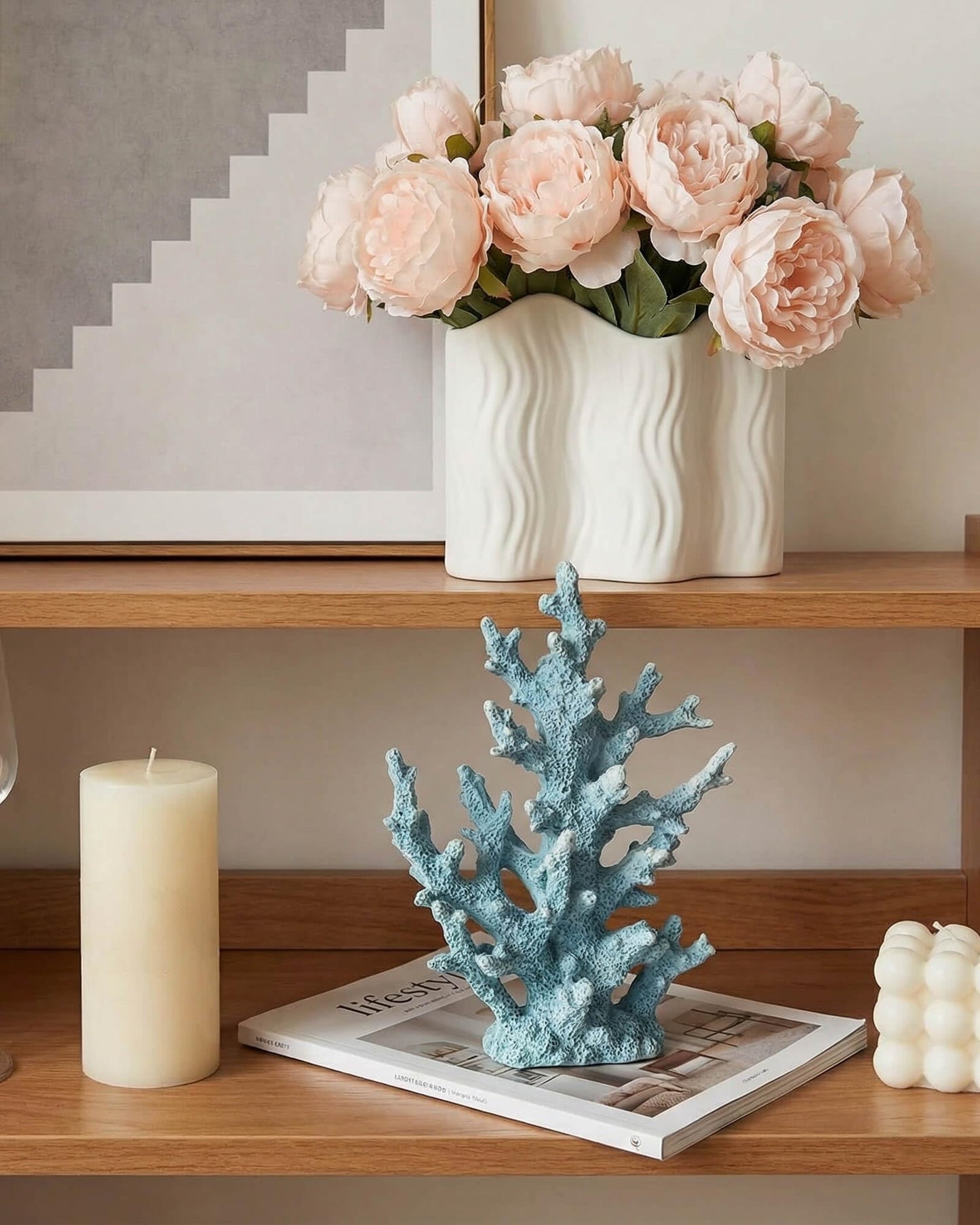 ZASEUCI Lifelike Coral Reef Sculpture Statue - Handmade Resin Ocean Decor for Aquarium, Desk, Bathroom, Shelf - Coastal Beach Nautical Theme Gift for Home & Office