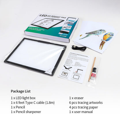 Zocelight Rechargeable A4 Light Box,led Light pad with Built-in Stand & Clip,6 Levels of Brightness Light Box for tracing,Diamond Painting.Light Table for Artists,Drawing,Sketching,Animation,X-ray
