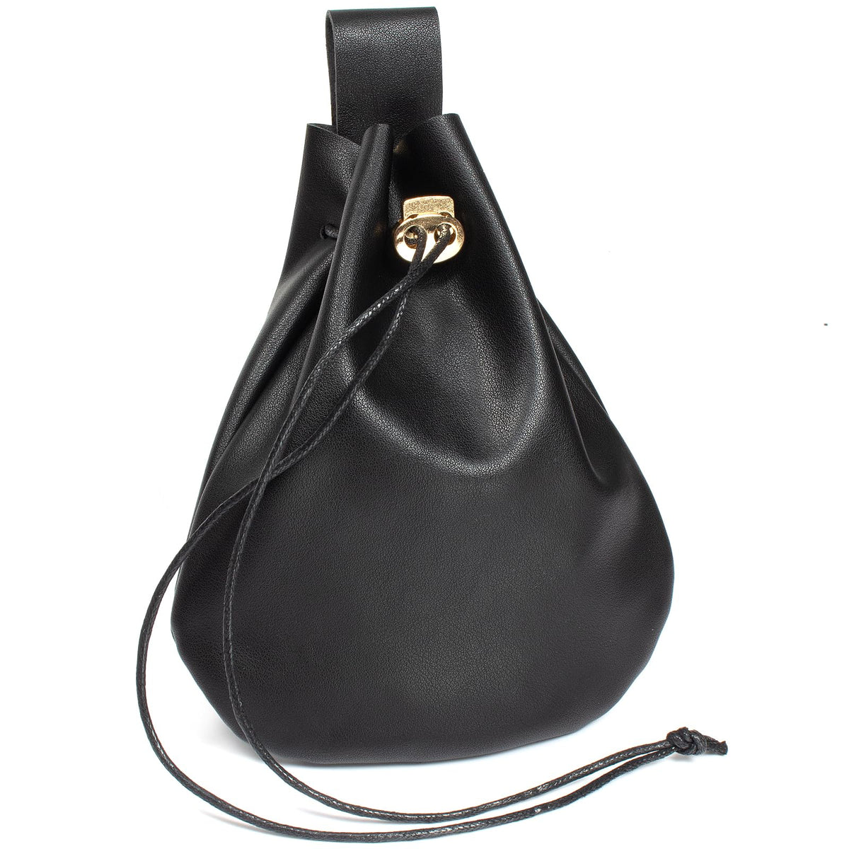 Leather Belt Pouch Medieval Vintage Renaissance Viking LARP Cosplay Costumes Drawstring Coin Purse Phone Holder Waist Bag (Black)