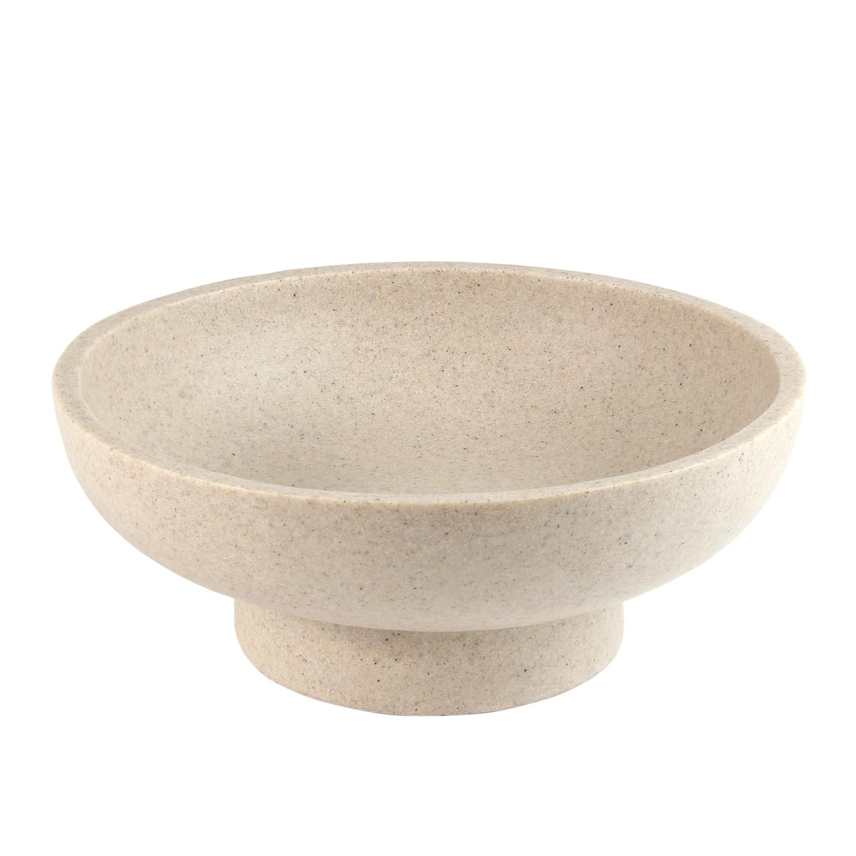Plukers Catch All Decorative Fruit Bowl with Pedestal —Key, Purse & Trinket Holder | Entryway Table, Kitchen Counter, Coffee Console Decor | Modern Minimalist Artificial Stone Beige