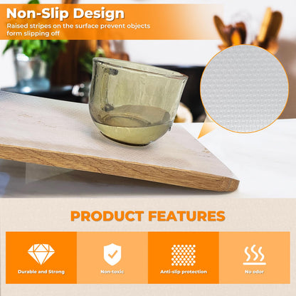 Kitchen Shelf Liner Drawer Liner Durable Stain-Proof Shelf Liners for Cabinets Refrigerator Liners Transparent 17.5 Inch x 20 FT