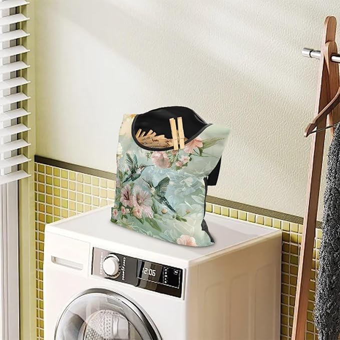 Hummingbird Clothespin Bag for Outdoor Laundry Clothesline and Clothes Pin
