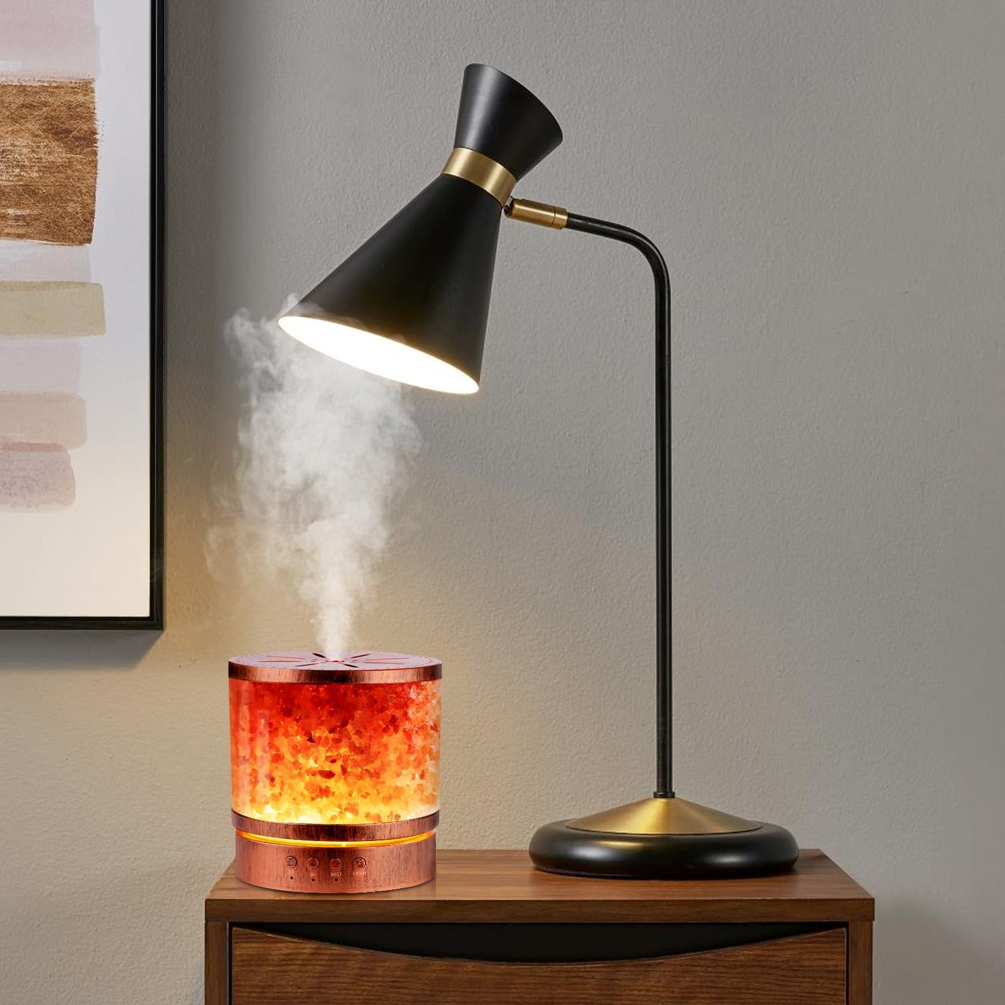 BWJBSW Essential Oil Diffuser Himalayan Salt Lamp Combo 400ml Ultrasonic Cool Mist with 7 Color Changing LED Perfect for Large Rooms Aromatherapy Diffuser Ideal Gift for Moms, Women, and Birthdays