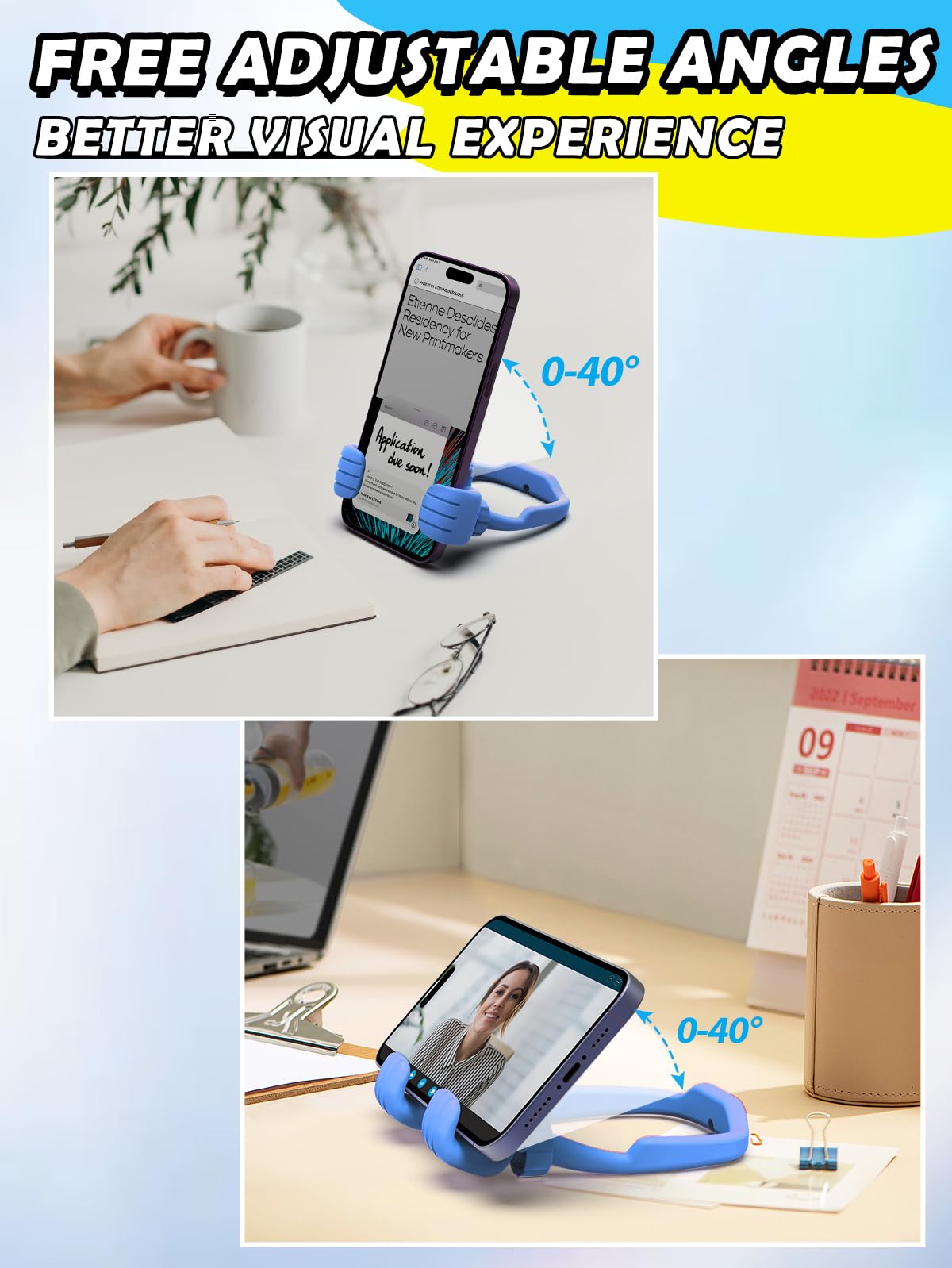 Teen Boys Gifts for Men Adults Cell Phone Stand: UPGRADE Easter Gifts for Kids Son Adjustable Lazy Thumbs Up Phone Holder for Desk Cool Gadgets Fun Gifts ideas for Him Husband Stocking Stuffers