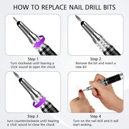 35000RPM Portable Nail Drill Machine, HoMove Professional Nail Drill Machine, Rechargeable Electric Efile Nail Drills for Acrylic Gel Nails, Cordless Portable Nails Drill【Rose Gold】