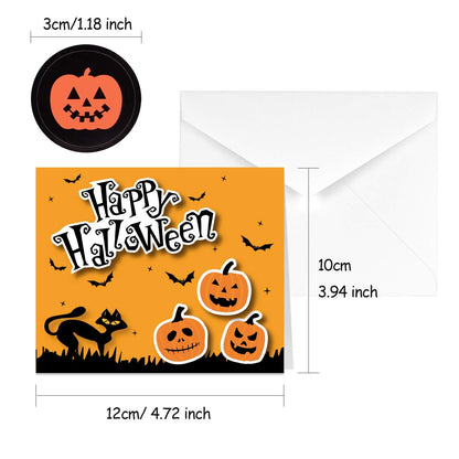 TUPARKA 30 Pack Halloween Greeting Cards with Envelopes and Halloween Stickers, 6 Halloween Designs
