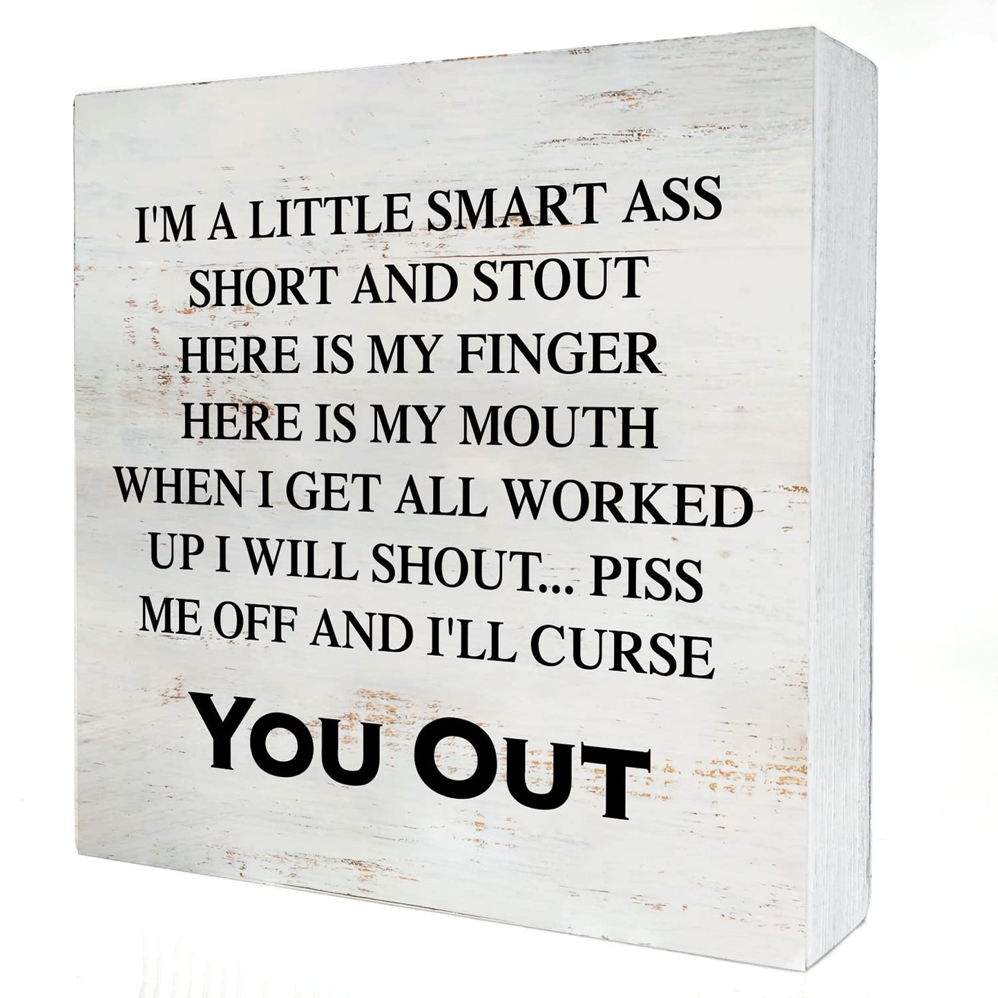 I’m a Little Smart Wooden Box Sign with Saying Desk Decor 5 x 5 Inch Sarcastic Box Sign Wood Plaque Block Sign Rustic Home Decor