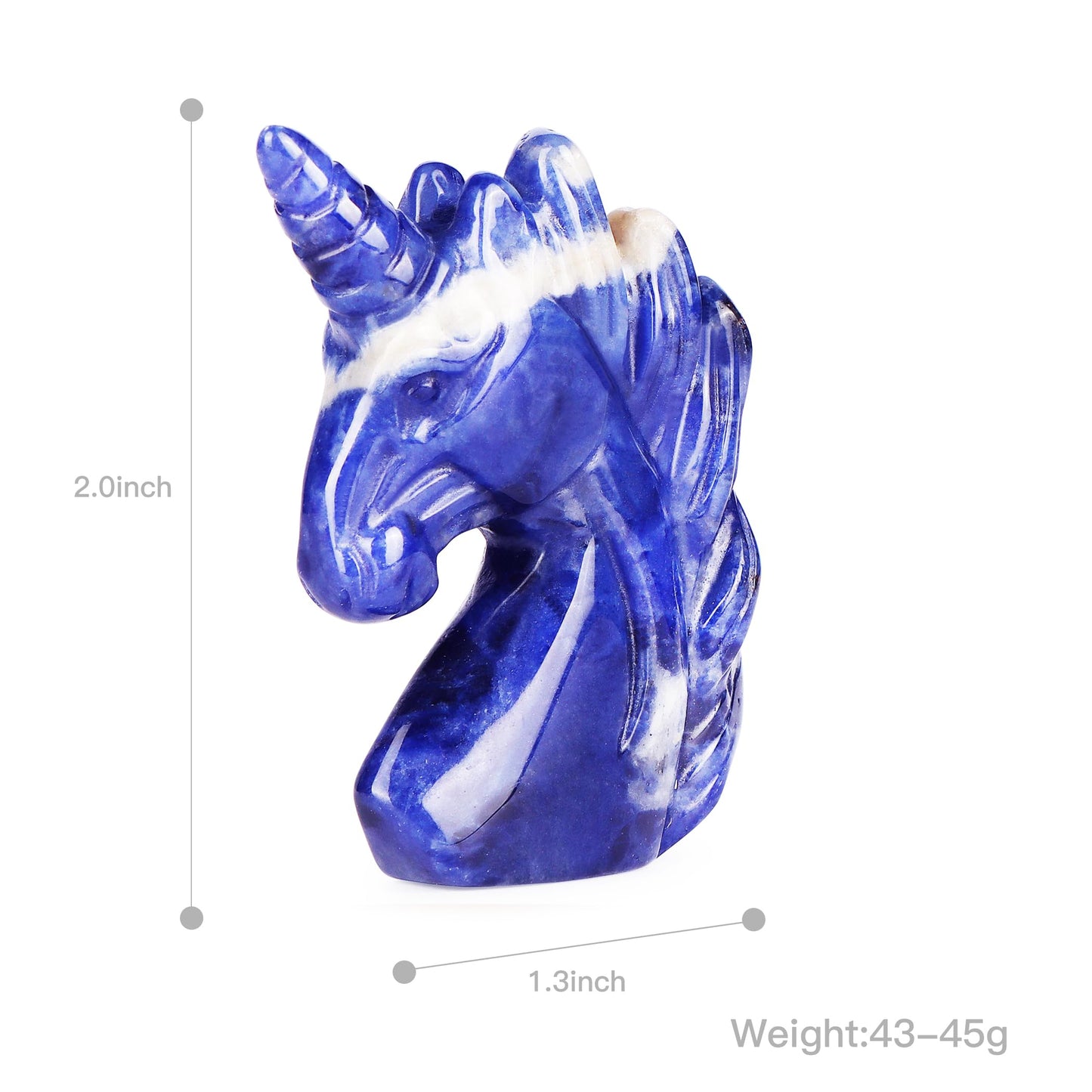 Artistone Crystal Unicorn Figurine Ornament Decor Hand Carved 2 Inches Sodalite Unicorn Statue Animal Healing Collectible Figurine Reiki Paperweight Home Office Girl Gifts
