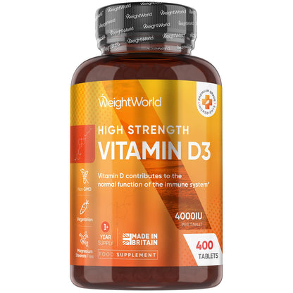 Vitamin D3 4000IU | 400 Tablets | 1+ Year Supply | 6mm Micro Vitamin D Tablets | Easy to Swallow VIT D | One A Day Supplement | Made in The UK | Magnesium Stearate-Free | Vegetarian Friendly