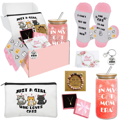 emzrivo Cat Lover Gifts for Women, Cats Mom Gifts for Mothers Day Birthday Christmas, Cat Gift for Women Crazy Cats Lady Essentials(White)