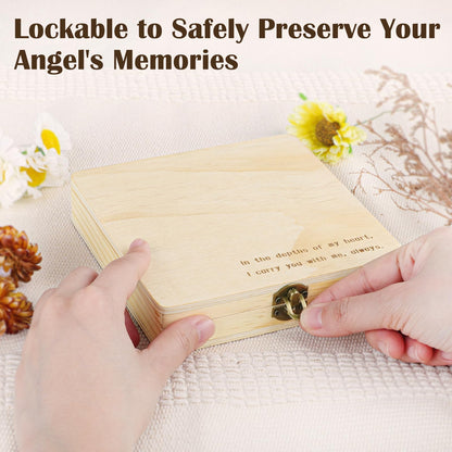 Ceiner Miscarriage Gifts for Mothers, Memorial Box for Pregnancy Loss, Wooden Angel Baby Keepsake with Storage for Photo & Ornament - Comfort Sympathy Bereavement Gift for Parents, Mom and Dad