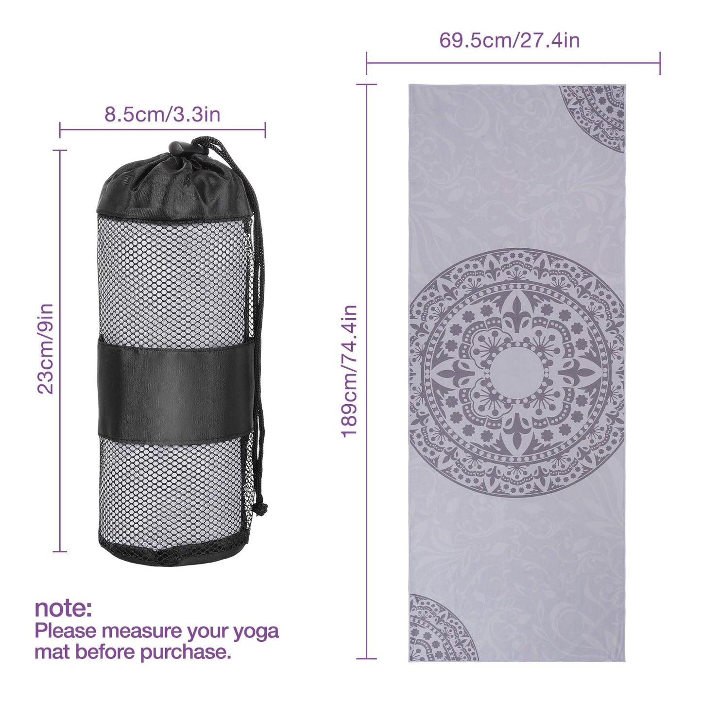 MoKo Yoga Towel, Non Slip Hot Yoga Blanket Printing Pattern Quick Dry with Corner Pocket for Bikram, Pilates, Gym Workout, Outdoor Picnic