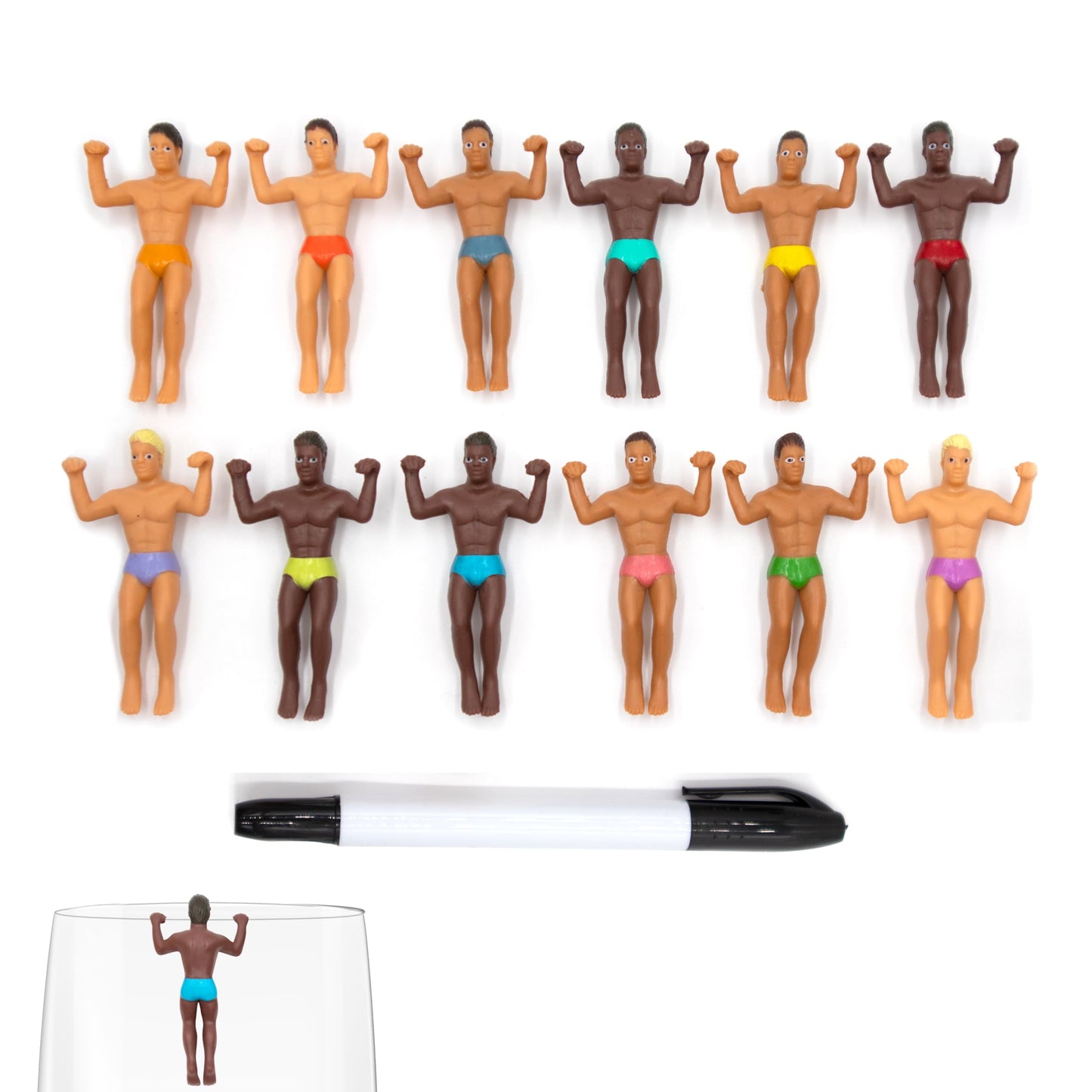 NPW Drinking Buddies Party Edition Drink Markers, Customizable Wine Glass Charms includes Fine Tip Pen- Bachelorette, Girls' Nights, Family Get Together & More, Novelty Gifts (12 Count)
