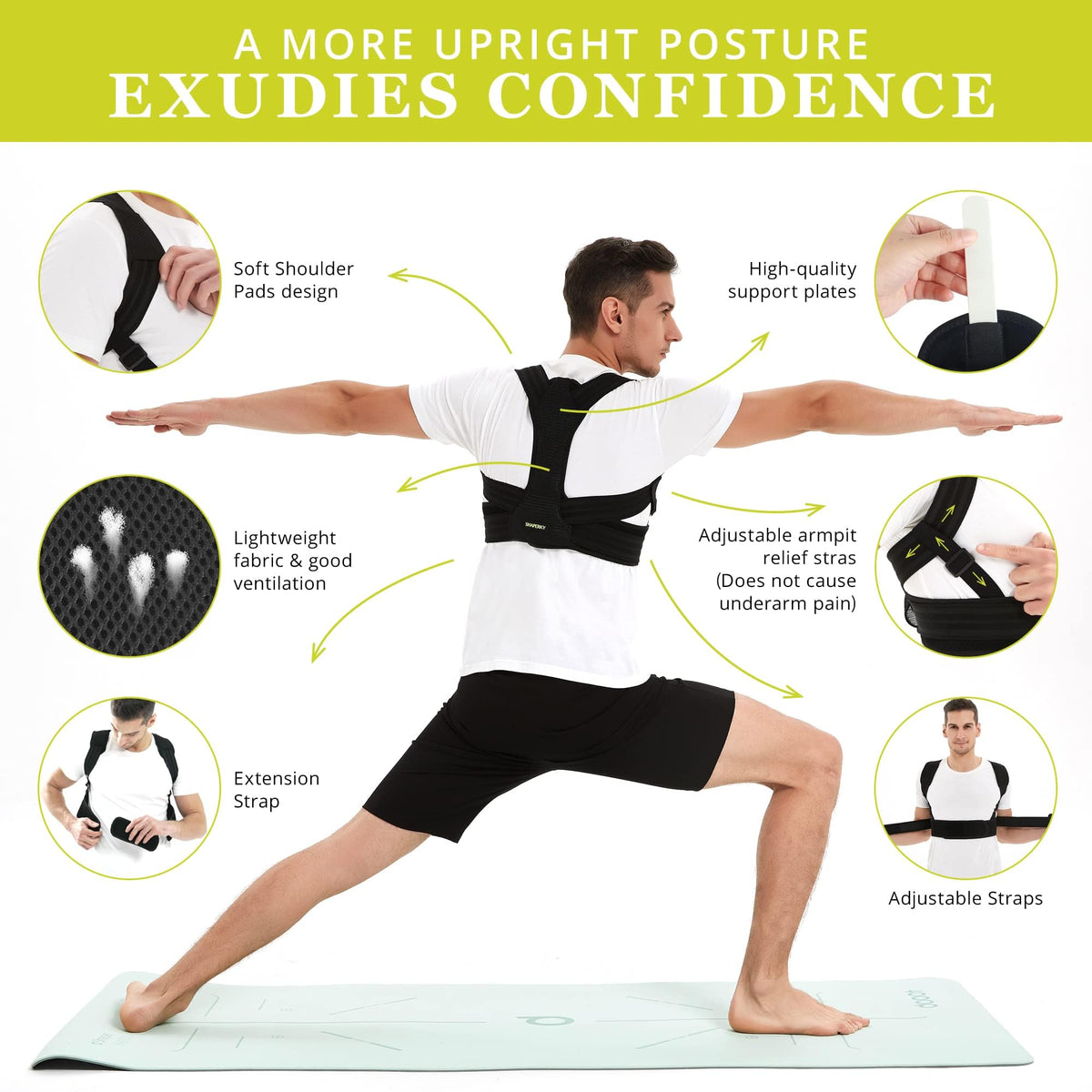 SHAPERKY Posture Corrector for Women and Men, Adjustable Upper Back Brace for Posture Hunchback Support and Providing Pain Relief from Neck, Shoulder, and Upper Back (Small/Medium)