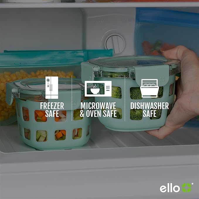 Ello Duraglass Glass Meal Prep Sets Leak-Proof Glass Food Storage Containers