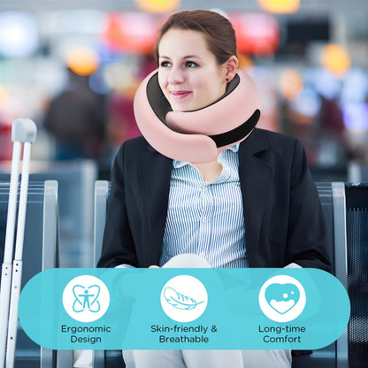 Neck Pillow Airplane,100% Pure Memory FoamTravel Neck Pillow Travel Neck Support Ergonomic &Portable Design Best for Sleeping Plane Car Train Office Flight (Small Grey)