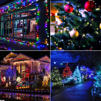 XTF2015 105ft 300 LED Christmas String Lights, End-to-End Plug 8 Modes - UL Certified - Outdoor Indoor Fairy Lights for Tree, Patio, Garden, Party, Wedding, Holiday (Multicolor)