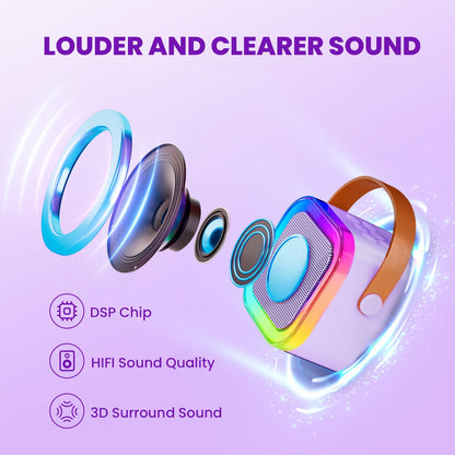 IROO Mini Karaoke Machine for Kids, 2025 TOP Toys Christmas Birthday Gifts Ideas for Girls Ages 4, 5, 6, 7, 8, 9, 10, 12+ Years Old, Portable MP3 Player with 2 Wireless Mics for Party
