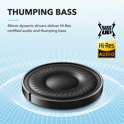 soundcore by Anker Q20i Hybrid Active Noise Cancelling Foldable Headphones, Wireless Over-Ear Bluetooth, 40H Long ANC Playtime, Hi-Res Audio, Big Bass, Customize via an App, Transparency Mode (Black)