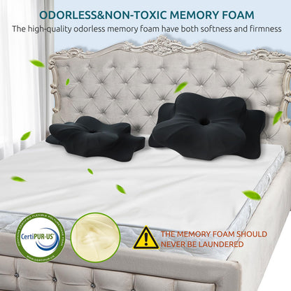 DONAMA Cervical Pillow for Neck and Shoulder,Contour Memory Foam Pillow,Ergonomic Neck Support Pillow for Side Back Stomach Sleepers with Pillowcase