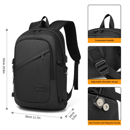 Kono Laptop Backpack, Anti Theft Rucksack for Men Women Travel Work 15.6 Inch Laptop Bag with USB Charging Port Lightweight School Bag for Girls Boys