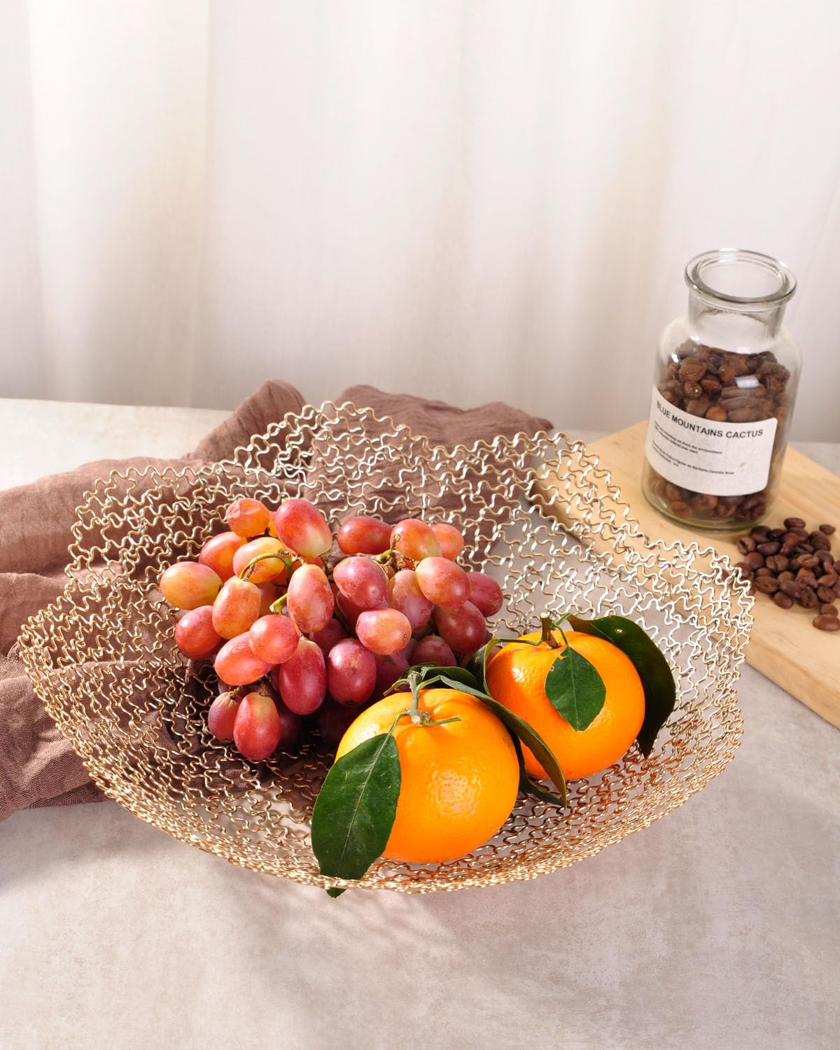IBWell Decorative Dish for Home Decor and Centerpieces - Gold Vegetable Fruit Bowl Basket(Large) for Kitchen Counter， Table Centerpieces for Dining Room and Living Room Decor (Gold, Large)