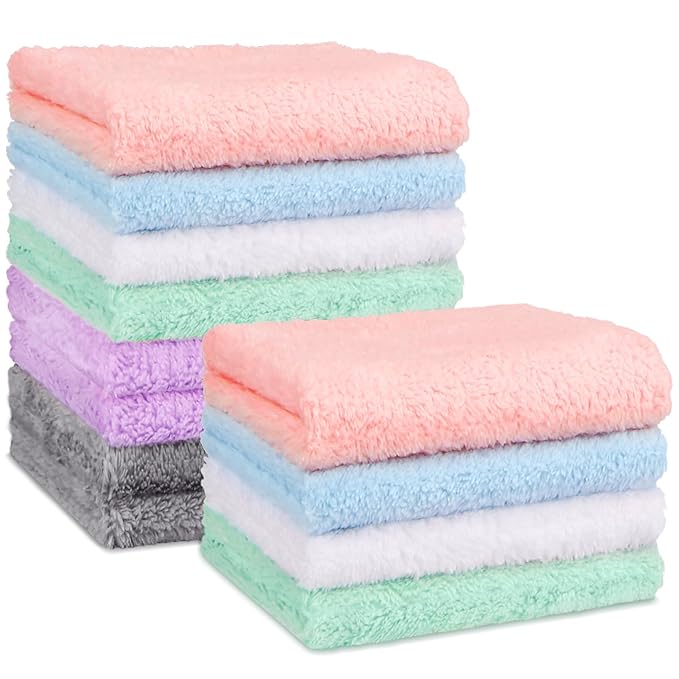 Orighty Baby Washcloths 12 Pack, Microfiber Coral Fleece Baby Face Towels