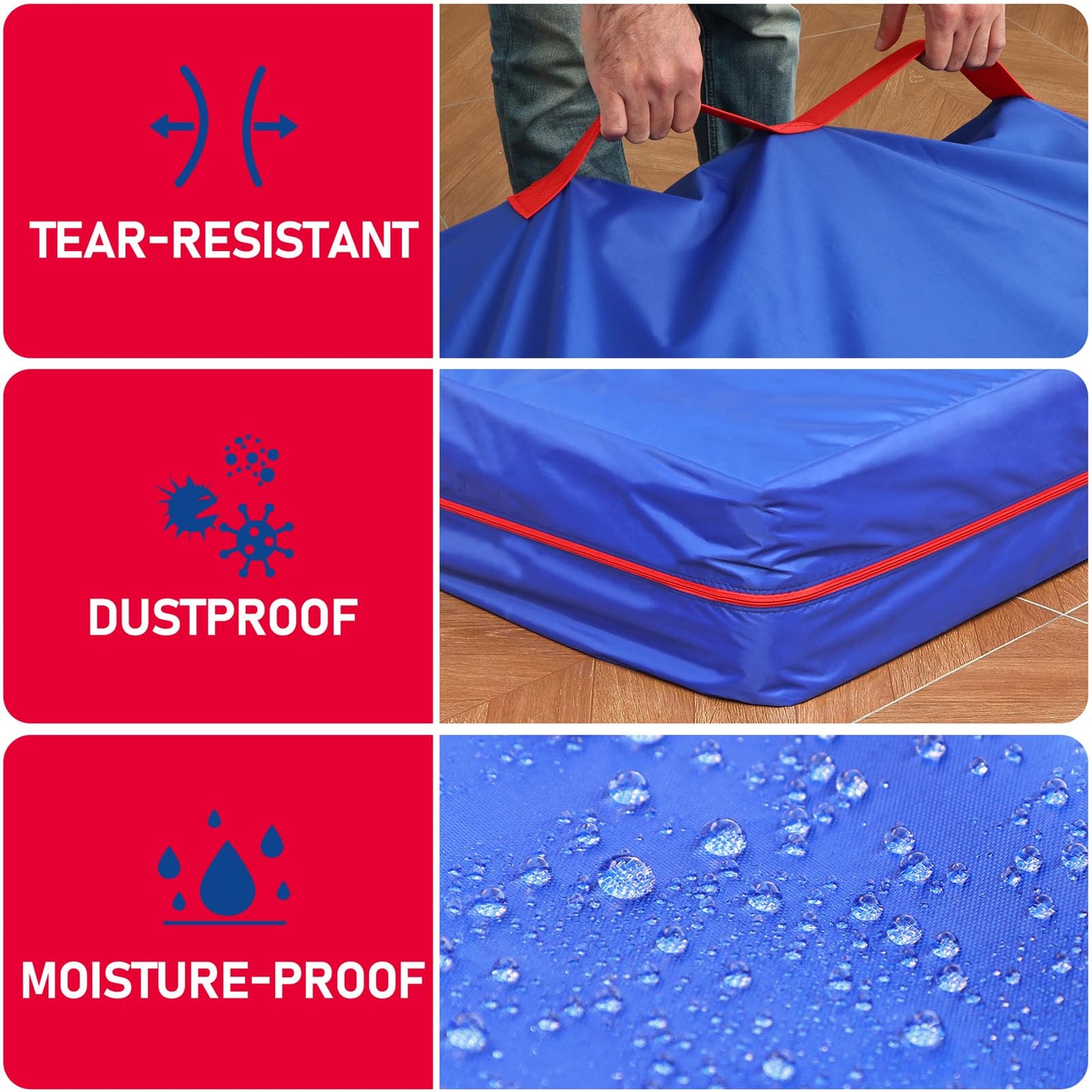 ZCHENBS Cal King Mattress Bags for Moving, Mattress Storage Bag with 12 Reinforced Handles & Strong Zipper, Heavy-Duty Waterproof Mattress Cover Bed Protector Reusable Moving Supplies, Blue