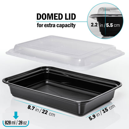 Igluu Meal Prep Containers Reusable 10 Pack 1-Compartment 828ml (28oz) BPA-Free Food Prep Containers with Airtight Lids – Durable Plastic, Stackable, Microwave, Freezer & Dishwasher Safe