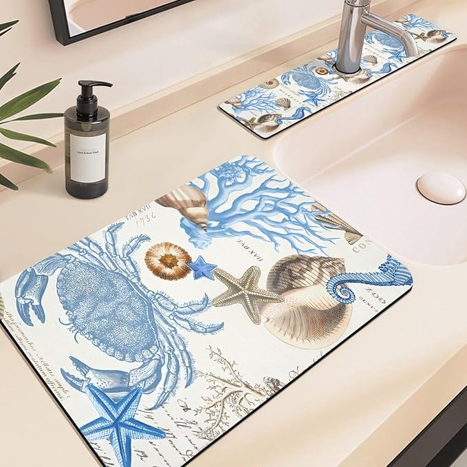 24.5" x 15.5" Dish Drying Mat & 24" x 5.5" Sink Splash Guard, Super Absorbent