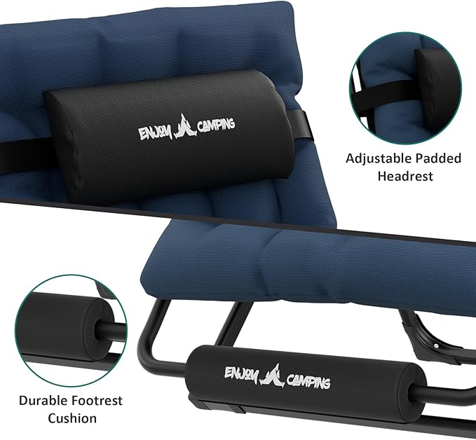 UDPATIO Oversized Zero Gravity Chair Set of 2, 33In XXL Patio Reclining Chair with Cushion, Outdoor Folding Recliner with Pillows|Cup Holder|Foot Rest|Padded Headrest, Navy Blue, Support 500LB