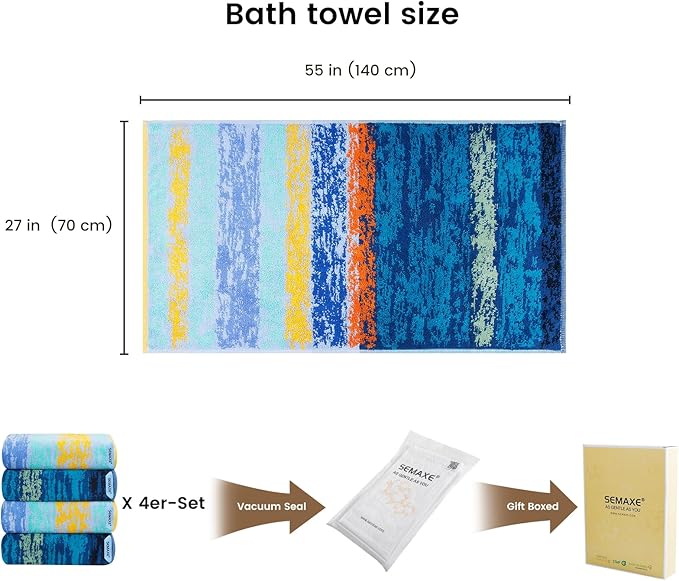 SEMAXE 4-Pack Luxury Bath Towels