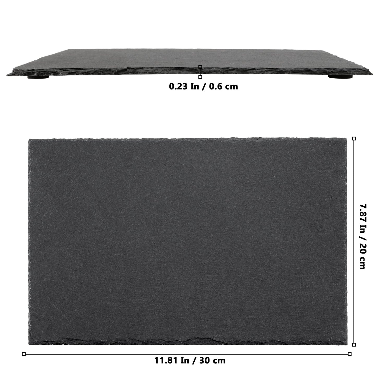 MUKLEI 4 Pack 12" x 8" Black Slate Cheese Boards, Slate Serving Platter with Natural Edge, Slate Stone Serving Tray for Cheese, Charcuterie, Sushi, Appetizers