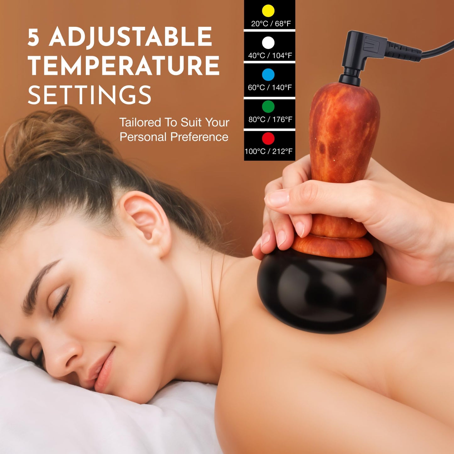 Electric Hot Stone Massager - Portable Bian Stones Gua Sha Scraping Home Massage Therapy Kit - Handheld Rock Warmer Wand Tool Set with Temperature Adjustment Control for Back Neck Body Pain Relief