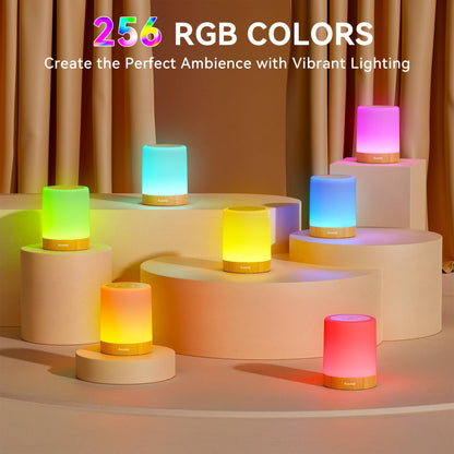 Auxmir Night Light, 3000mAh Rechargeable LED Table Lamp, Smart Dimmable Touch Control Bedside Lamp with RGB Color Changing & 4 Modes, Portable Night Light for Kids, Bedroom, Living Room, Camping