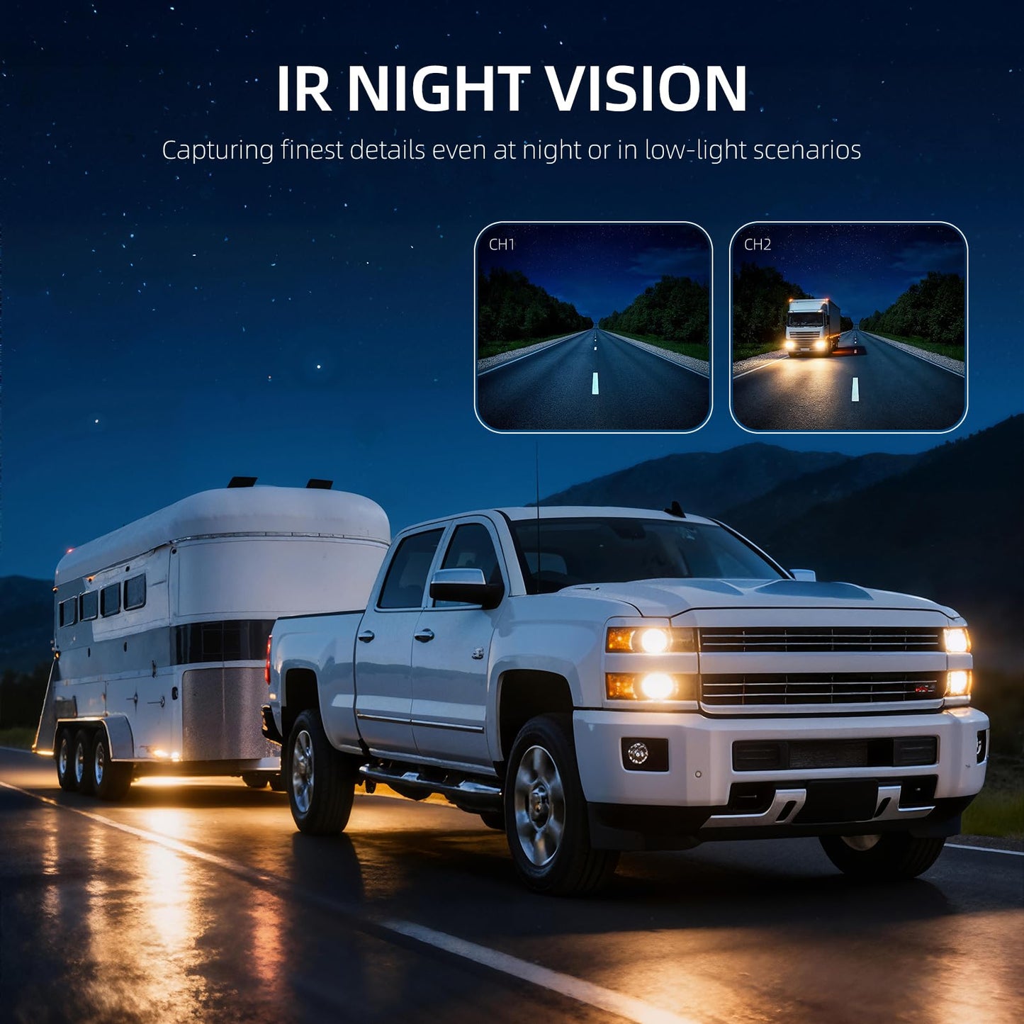 Tulakeey 7'' Wired Backup Camera System with DVR Recording, 1080P HD Monitor & IP69 Waterproof RV Rear View Camera, Loop Recording, Split Screen, 12V-24V