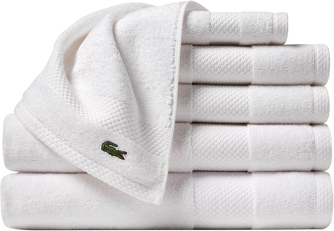 Lacoste Heritage Supima Cotton 6-Piece Towel Set, 2 Bath Towels, 2 Hand Towels