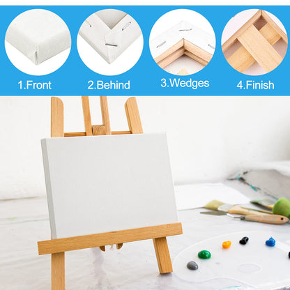 FEPITO 6 Set Blank Stretched Canvas Assorted Size Artist Canvas Multipack Canvases for Acrylic Oil Water Painting