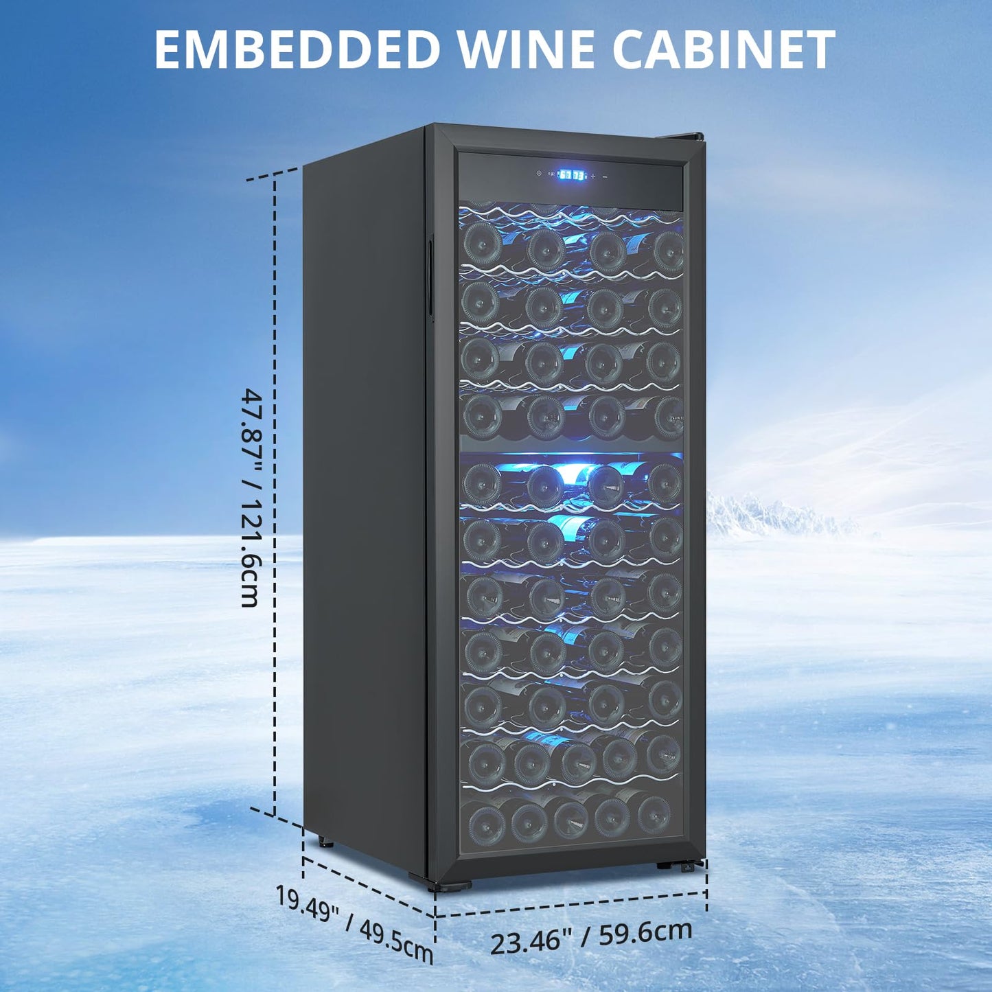 GarveeHome Wine Cooler Refrigerator - 80 Bottles, Dual Zone Digital LED Touch Control, Freestanding Wine Cellar, Adjustable Shelves, Single Glass Door, for Red, White, Champagne or Sparkling Wine