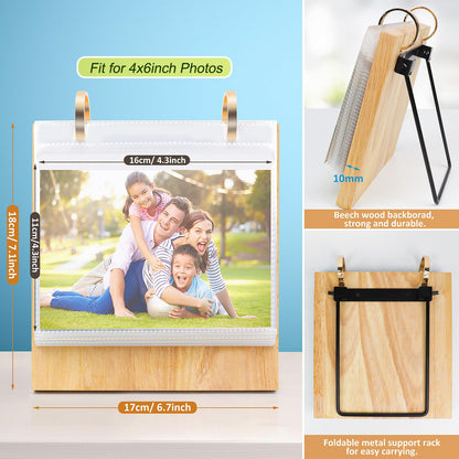 ZEEYUAN 4x6 Picture Frame Desktop Display 4x6 Desk Flip Photo Album on Stand 60 Pockets, Mother's Day Gift for Mom from Daughter Son Desk Photo Book Gifts for Mother Father Grandma