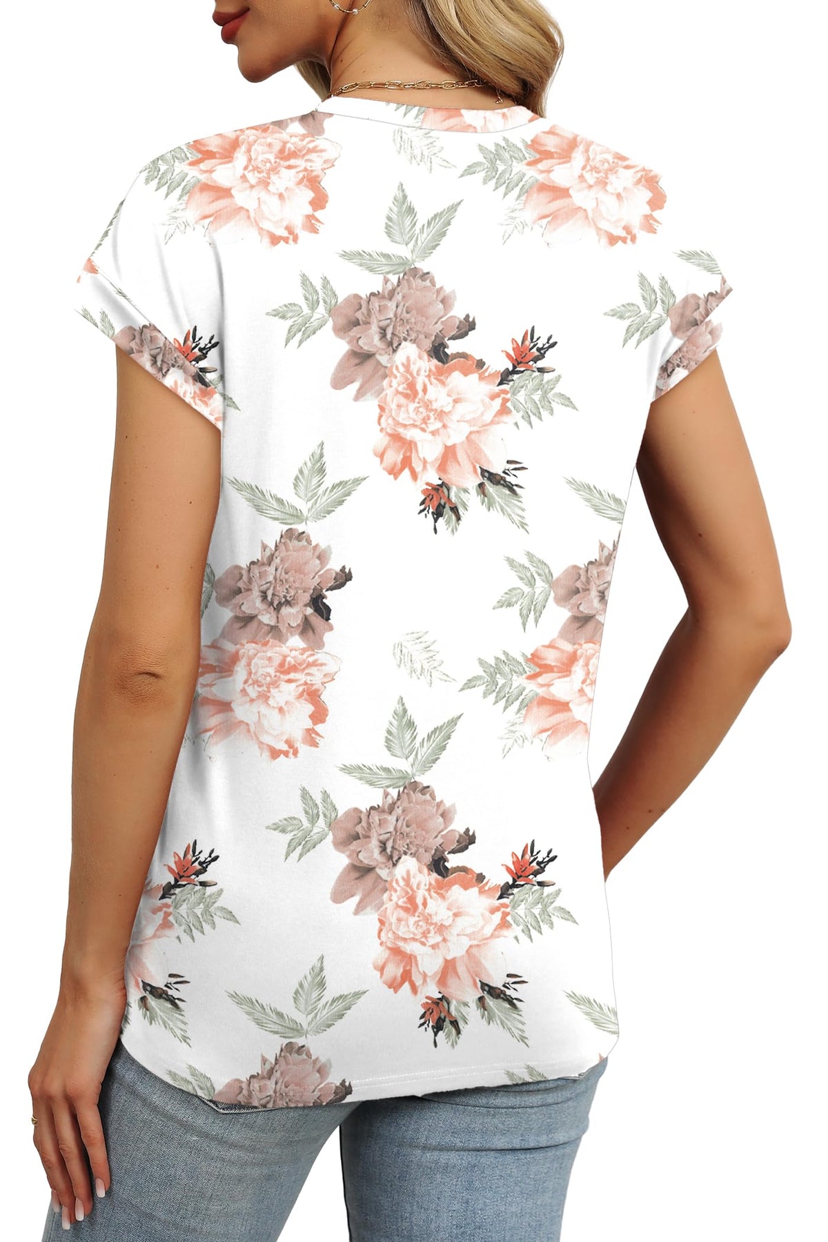 Alaroo Womens Spring Tops Casual Crew Neck Shirts Short Sleeve Tunic Basic Tees Print 02 L
