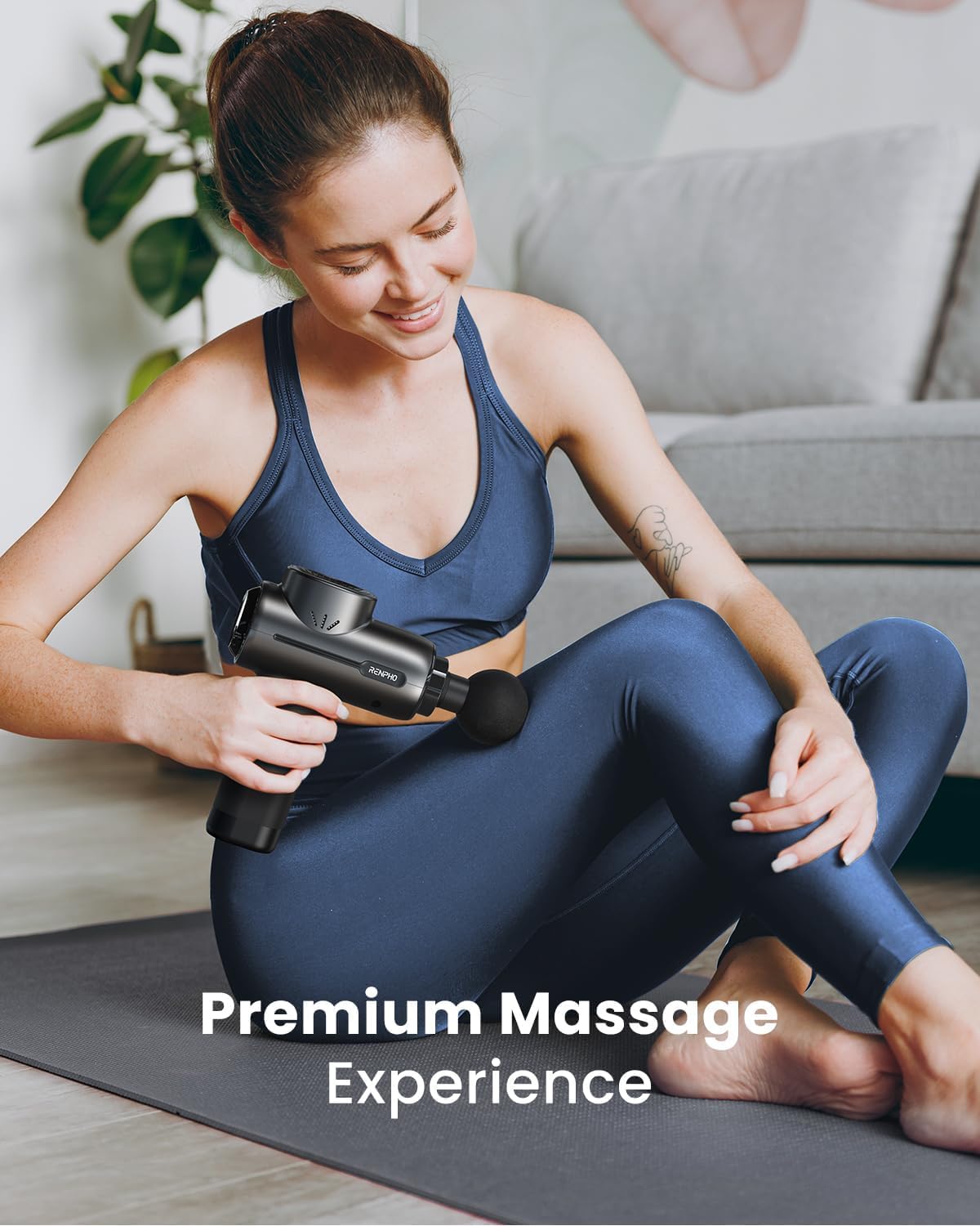 RENPHO Massage Gun with Bluetooth, FSA HSA Eligible Portable Percussion Massager for Back and Neck, Handheld Device with Carry Case, Gifts for Men Women, Active+