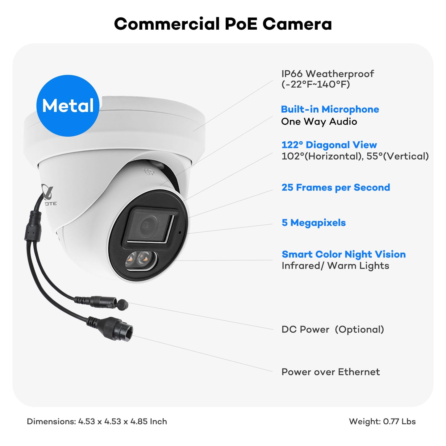 ONWOTE 16 Channel Security Camera System, AI Motion Detection, Color Night Vision,12x 5MP Audio PoE IP Cameras, 16CH 4K 8MP Commercial NVR, Total 960ft Cables, Business CCTV, (No Hard Drive Included)