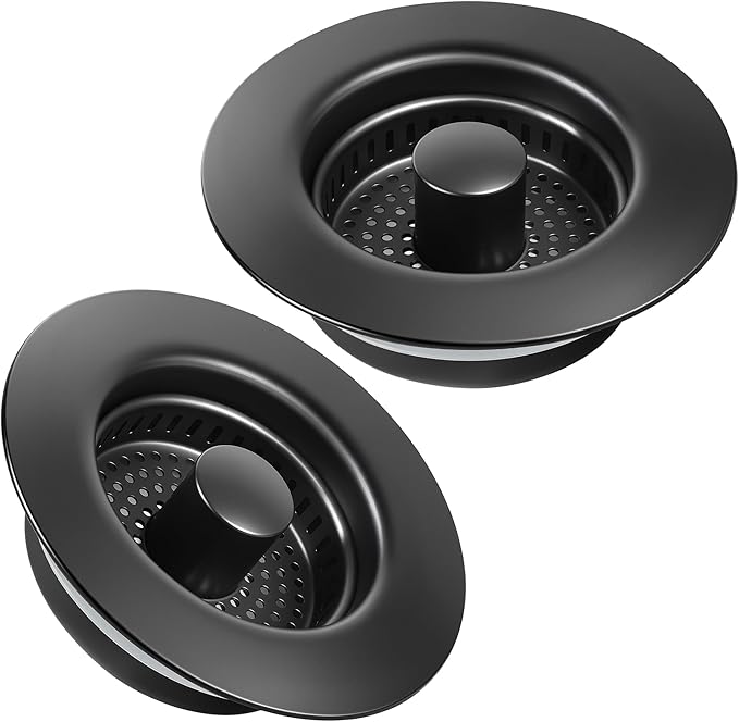 Kitchen Sink Drain Strainer 2 Pack, 304 Stainless Steel Pop Up Sink Stopper