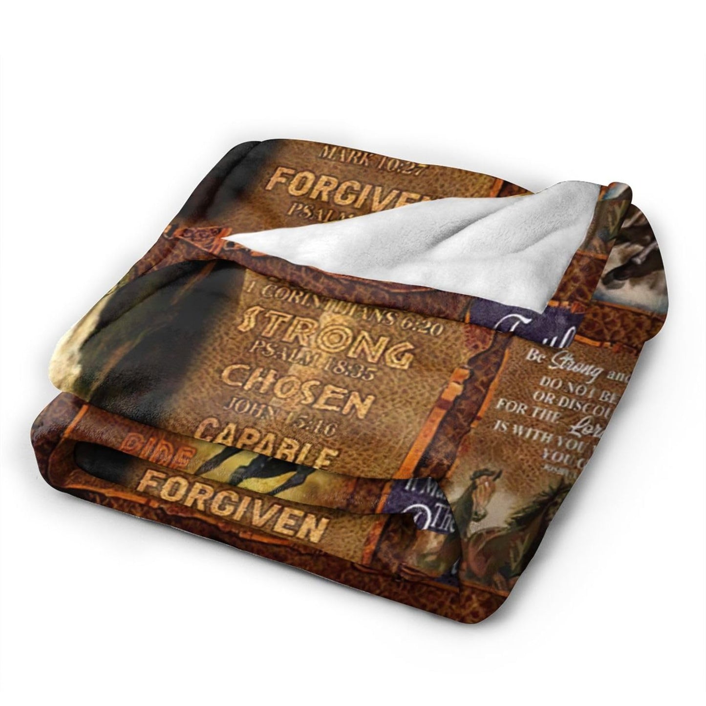 Tijuboni Horse Throw Blanket Christian Religious Gifts for Girls Boys Women Men Kids Adults Soft Flannel Fleece Blanket for Couch Sofa Bed Home Decor 40"x50"