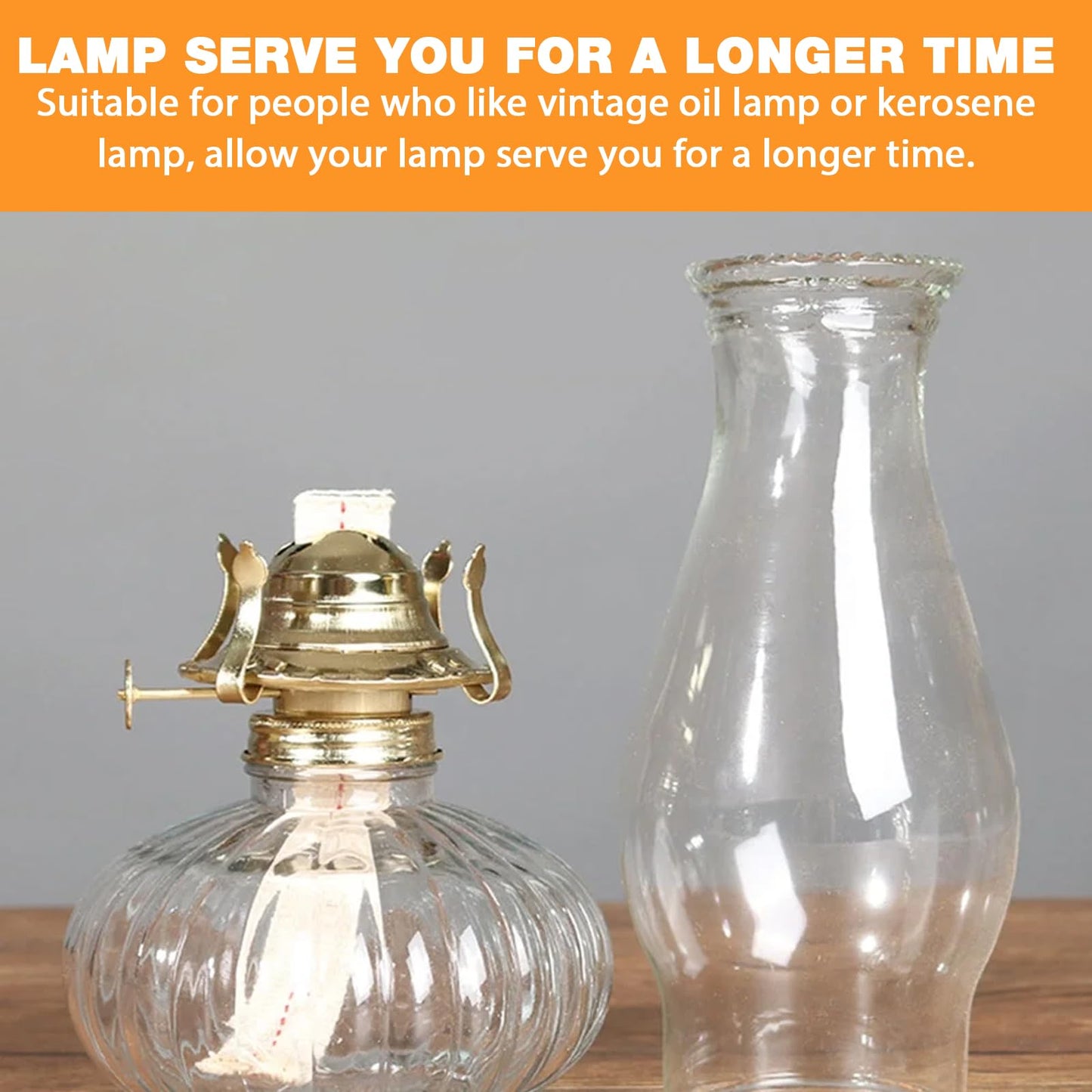 Pacify 3 Pack Oil Lamp Burner Kerosene Oil Lamp Parts Replacement #2 Brass Plated with 1 Roll 9.4FT Cotton Wick