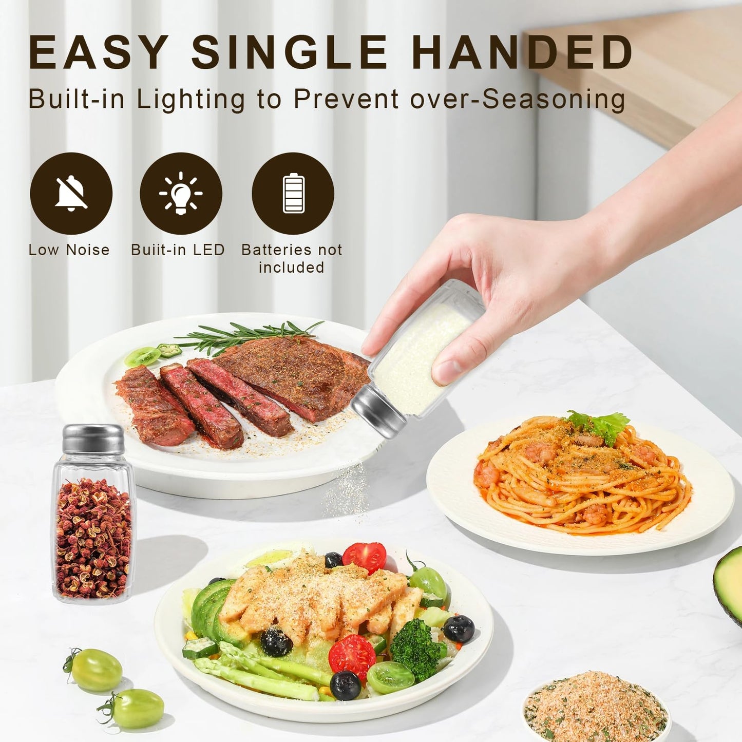 Chef Salt and Pepper Shaker Set with Chalkboard Holder, Cute Kitchen Seasoning Dispenser, Glass Salt Pepper Shakers for Dining Table, Kitchen Counter Decor, Restaurant Style Spice Set