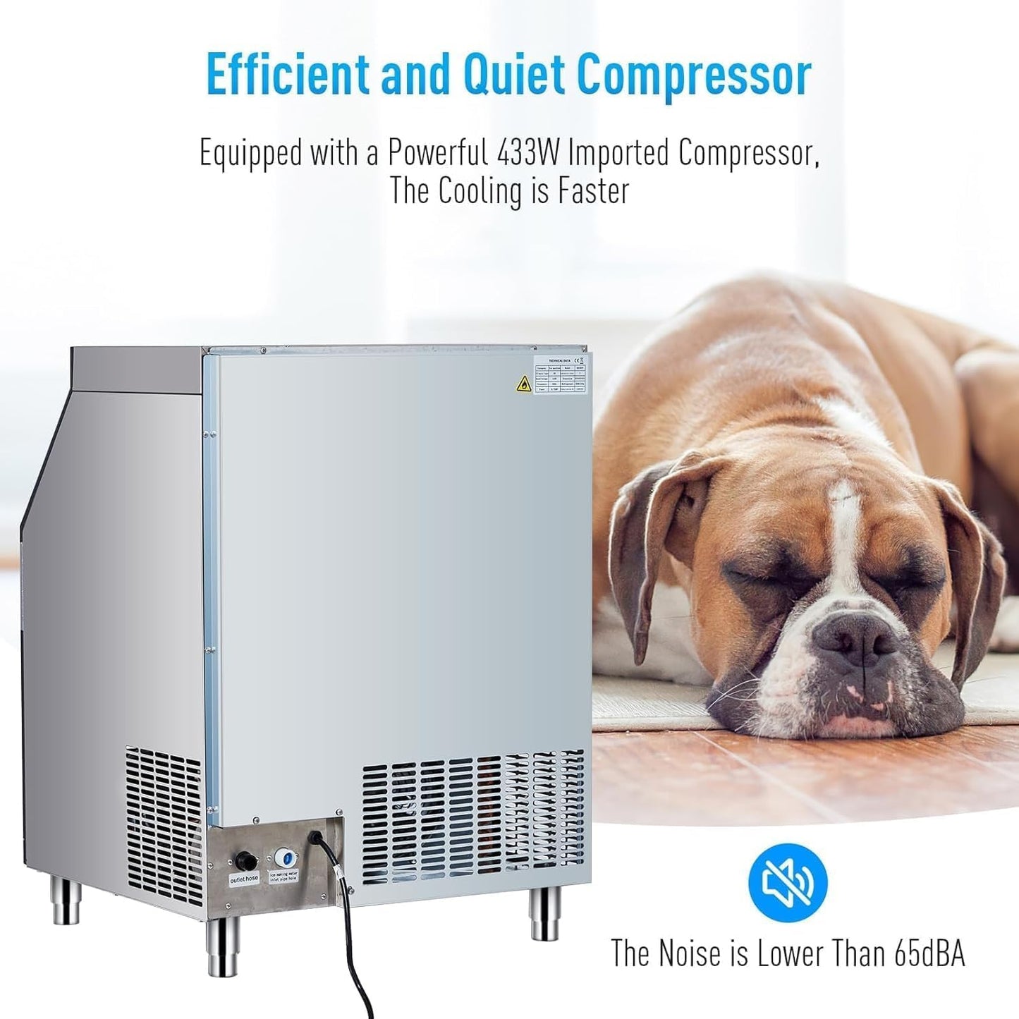 Commercial Ice Maker Machine, 260LBS/24h Stainless Steel Under Counter Ice Maker， 150LBS Freestanding Ice Machine for Restaurant, Home, Bars